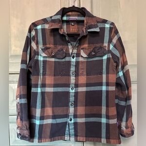 Patagonia Brown and Black Plaid Flannel Shirt